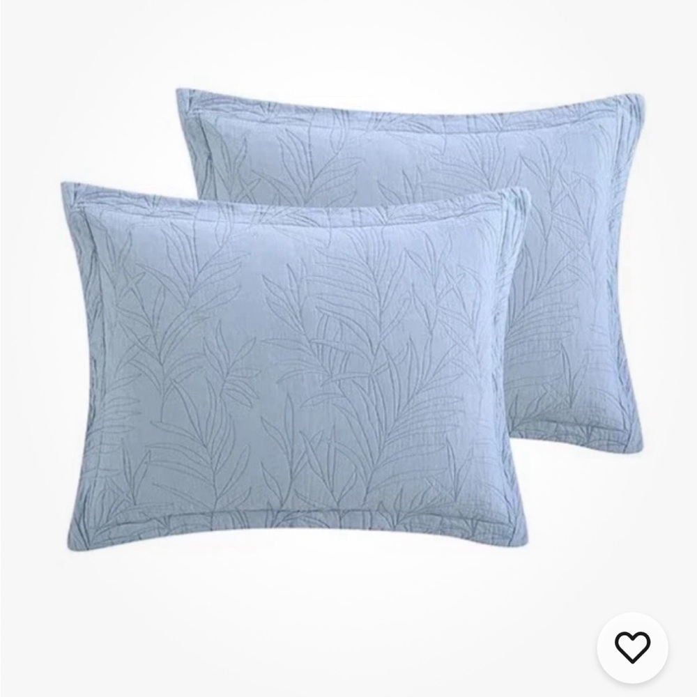 NEW Tommy Bahama 2pc King Costa Sera Solid Quilt Sham Light Blue 100% Cotton